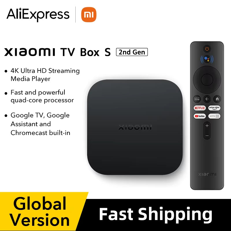 Global Version Mi TV Box S 2Nd Gen 4K Ultra HD BT5.2 2GB 8GB Google TV Google Assistant Smart TV Box